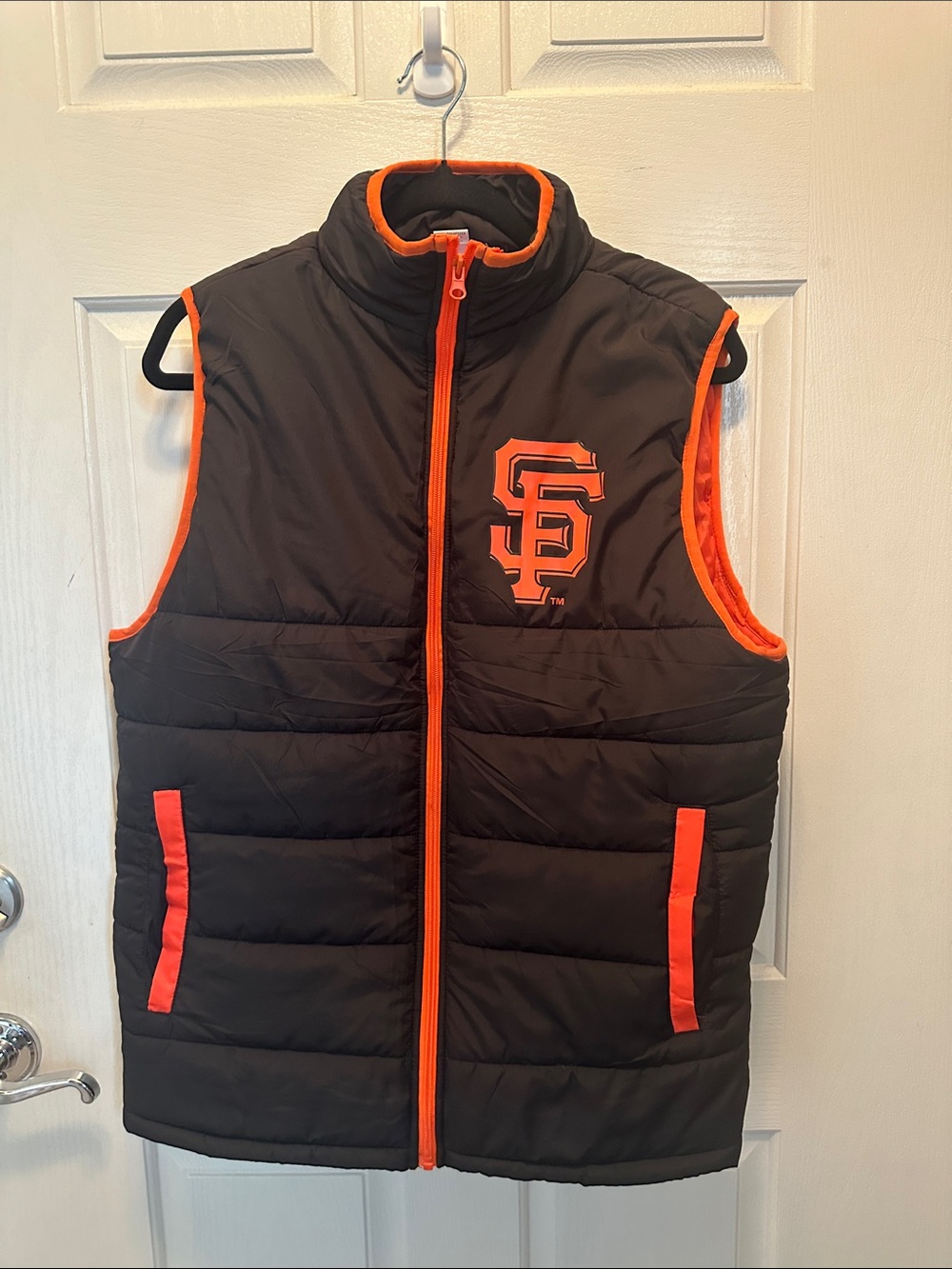 San Francisco Giants Black & Orange Quilted Puffer Vest Size Med